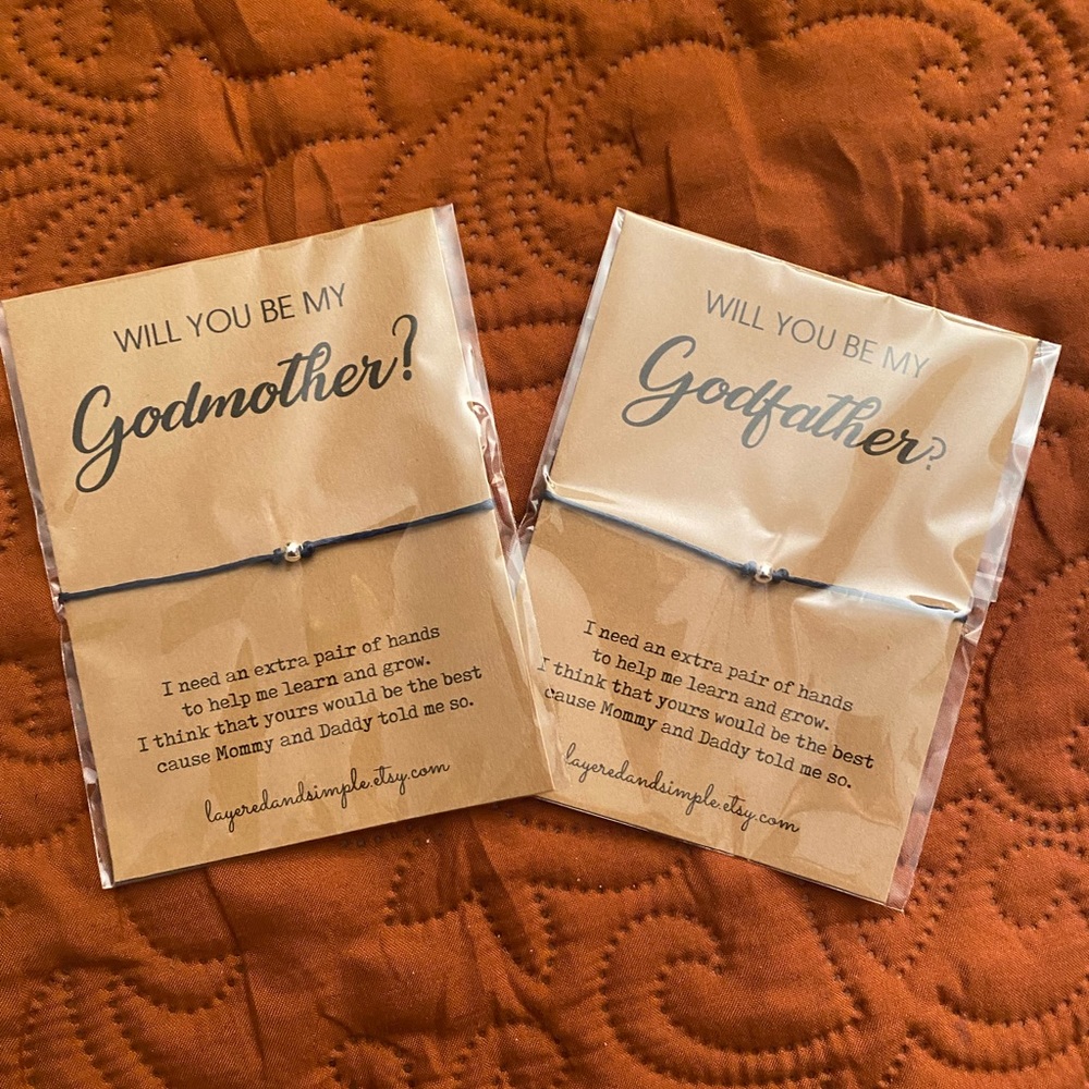 God Parent Proposal Bracelet Set